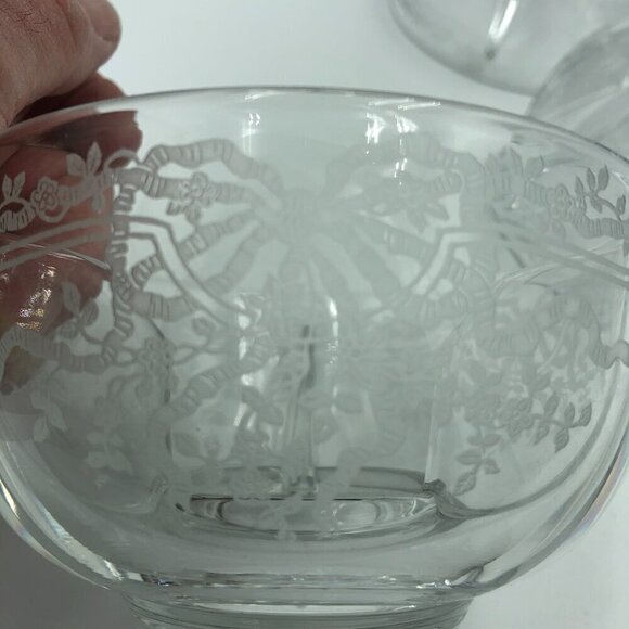 Vintage Etched Glass Fruit Cocktail Dishes - Picture 2 of 6